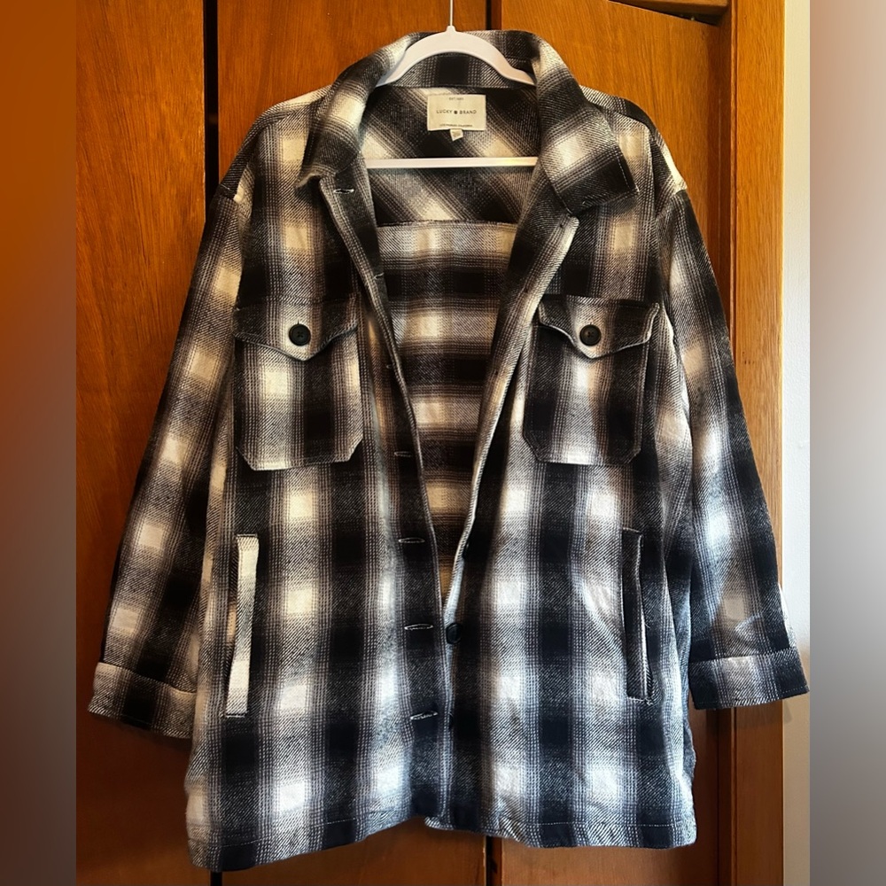 Lucky Brand Black and White Checkered Utility Jacket